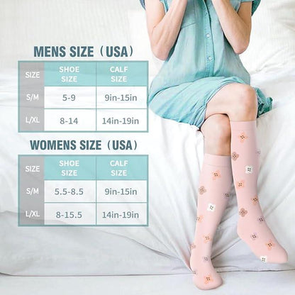 Compression Socks for Women & Men(6 Pairs) - 15-20Mmhg Comfortable, Breathable Flowers Socks for Nurses, Travel, Athletic. Fabric Moisture Wicking Support Socks Knee High Medical Compression Socks