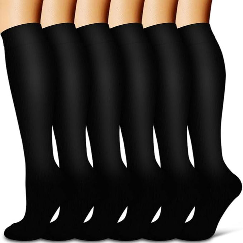 Compression Socks for Women & Men(6 Pairs) - 15-20Mmhg Comfortable, Breathable Flowers Socks for Nurses, Travel, Athletic. Fabric Moisture Wicking Support Socks Knee High Medical Compression Socks