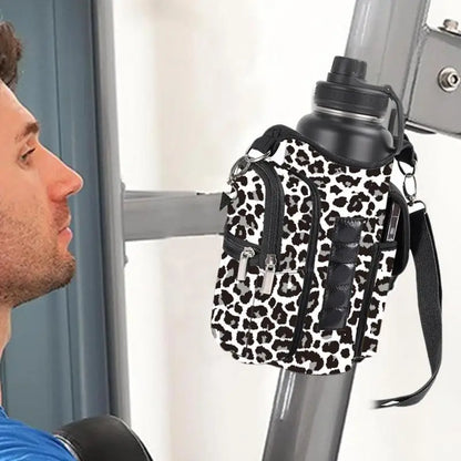 Fitness Magnetic Gym Water Bottle Bag Bottle Pouch Sling Bag Portable Magnetic Gym Bottle Organizer Pouch with Phone Pocket