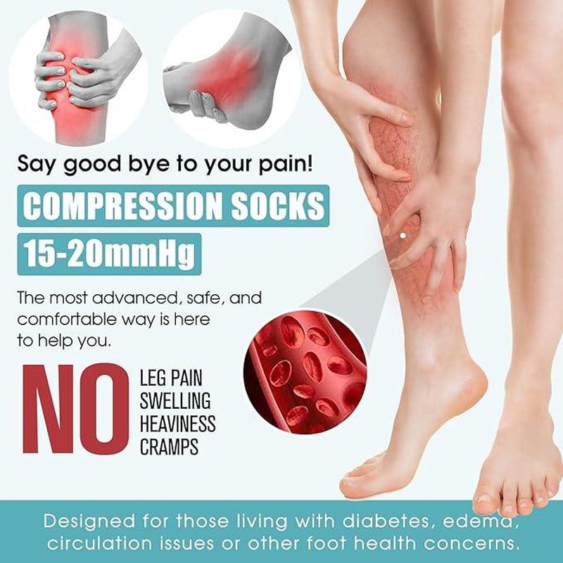 Compression Socks for Women & Men(6 Pairs) - 15-20Mmhg Comfortable, Breathable Flowers Socks for Nurses, Travel, Athletic. Fabric Moisture Wicking Support Socks Knee High Medical Compression Socks